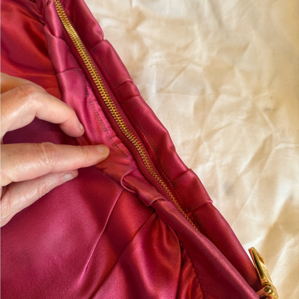 Prada Fuchsia Satin Pouch with Gold Accent - Picture 6 of 16